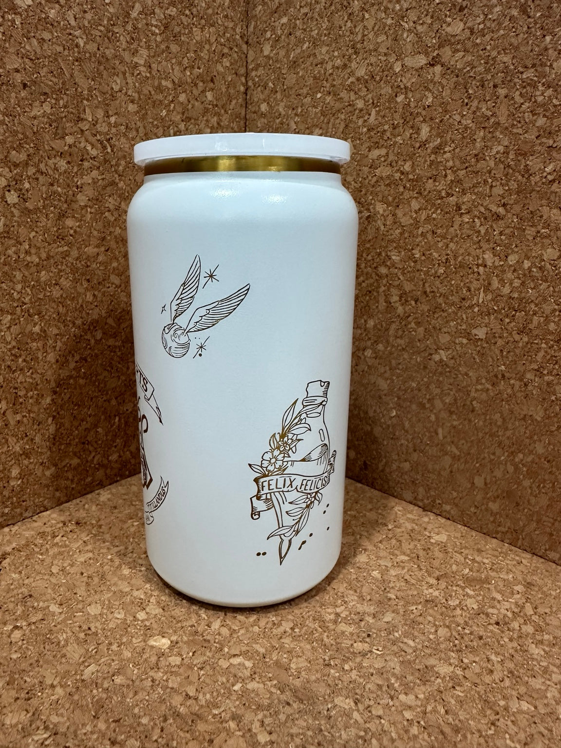 Custom laser engraved 16 oz tumbler side view