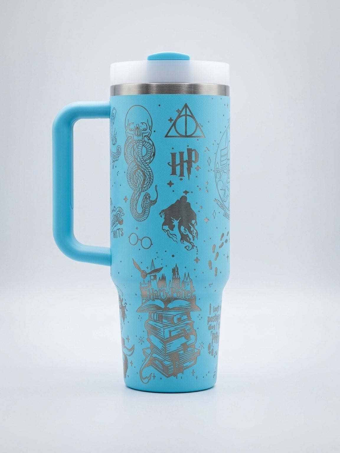 Personalized laser engraved Stanley tumbler detail